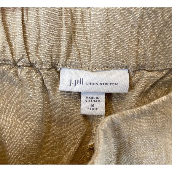 J.Jill Women's Linen Blend Capri Pants Size MP Beige Cropped Stretch Elastic Wai - Picture 5 of 9